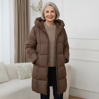 Eponina – Lange, Wattierte Jacke Mit Kapuze – Kaffee