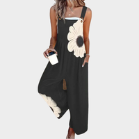 Evarielle - Softtouch-Jumpsuit – Schwarzes Blumenmuster