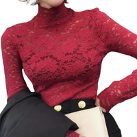 Fleur - Langarm-Spitzenbluse – Rot