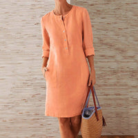 Quinn - Elegantes und fließendes Kleid mit lockerer Passform für Frauen – Orange