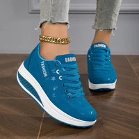 Almina - Damen Sneaker mit Schnürung und Gepolsterter Sohle – Blau