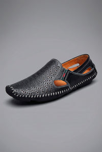 Orthopädische Herren Loafer mit Arch Support und atmungsaktiver Perforation Slip-On Design – Schwarz