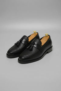 Orthopädische Herren Slipper mit Geflochtenem Design und Quasten – Klassische Loafer mit Arch Support – Schwarz