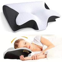 5-in-1-Memory-Foam-Kissen – Nacken- und Schulterstütze für Rücken-, Seiten- und Bauchschläfer – Weiß / Schwarz