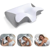5-in-1-Memory-Foam-Kissen – Nacken- und Schulterstütze für Rücken-, Seiten- und Bauchschläfer – Weiß / Grau
