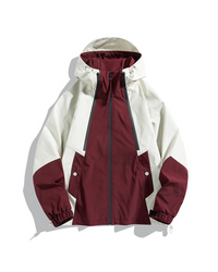 Unisex Jacke | Geschlossene Regenausführung mit Kapuze – Rot-Weiß