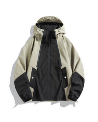 Unisex Jacke | Geschlossene Regenausführung mit Kapuze – Apricot-Schwarz