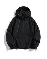 Unisex Jacke | Geschlossene Regenausführung mit Kapuze – Schwarz