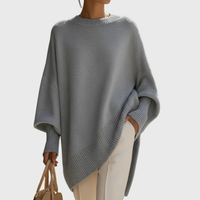 Roswitha | Damen Oversize Locker Strickpullover – Grau