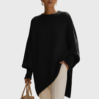 Roswitha | Damen Oversize Locker Strickpullover – Schwarz