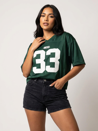 Oversized Y2K-Jersey-T-Shirt mit Nummerndruck – Grün