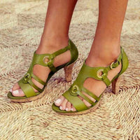 Cristina | Sandalen mit Absatz – Grün