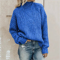 Weicher Damen Strickpullover mit Rundhalsausschnitt – Blau