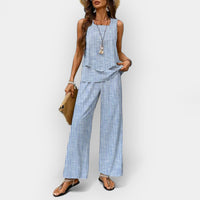 Modernes Damen Zweiteiler Set – Gestreift