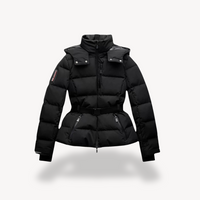 Winterjacke Damen Kurz | Steppjacke mit Gürtel und Hohem Kragen – Schwarz