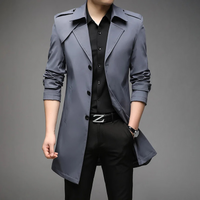 Eleganter Herren Trenchcoat – Klassischer Mantel mit Schulterdetails – Grau