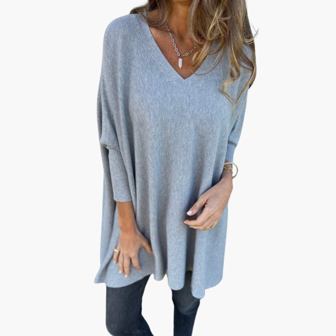 Bequemer Damen Strickpullover V-Ausschnitt