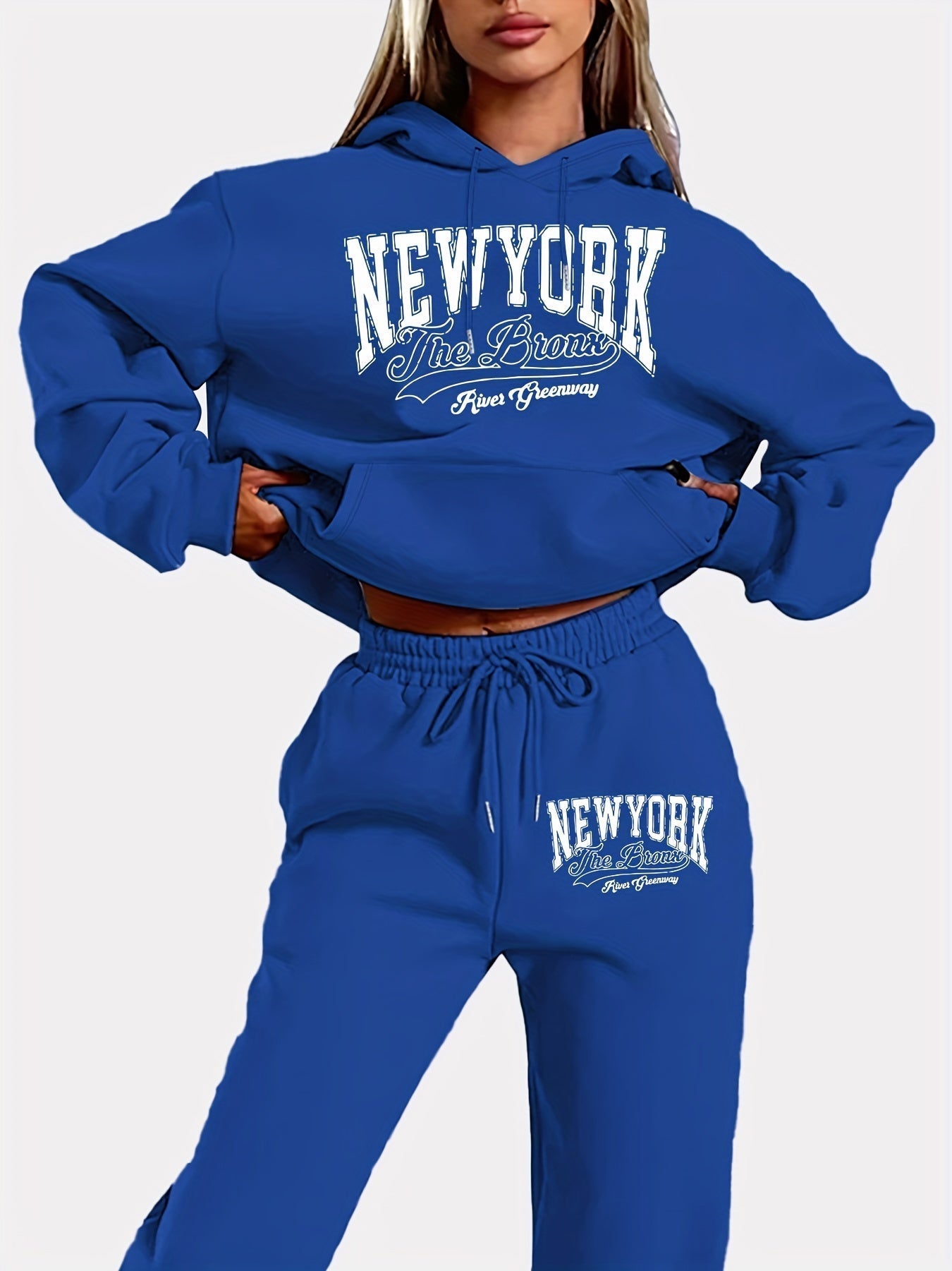 Bequemes Damen Loungewear-Set | Kapuzenpullover & Jogginghose | Warmer Fleece-Stoff