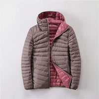 Wasserdichte Damen Winterjacke mit Steppfüllung und Kapuze - Warm & Winddicht – Beige