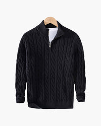 Herren Strickpullover Half-Zip Casual – Schwarz