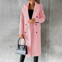 Warmer Damen Trenchcoat für den Winter mit Gürtel – Rosa