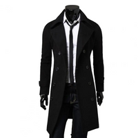 Herren Wintermantel - Doppelreihige Jacke mit Wollanteil und warmer Fütterung – Schwarz