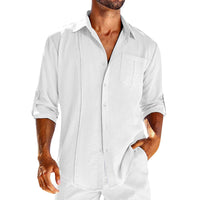 Casual Herren Langarmhemd – Weiß