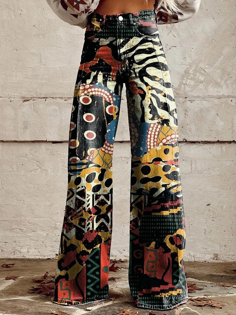 Bequeme Damen Palazzo-Hose mit floralem Muster