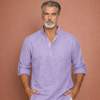 Lässiges Herren Henley-Shirt mit Knopfleiste für Herren | Tijn – Lila