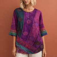 Oversized Sommertop mit buntem Druck für Damen | Noëlle – Lila