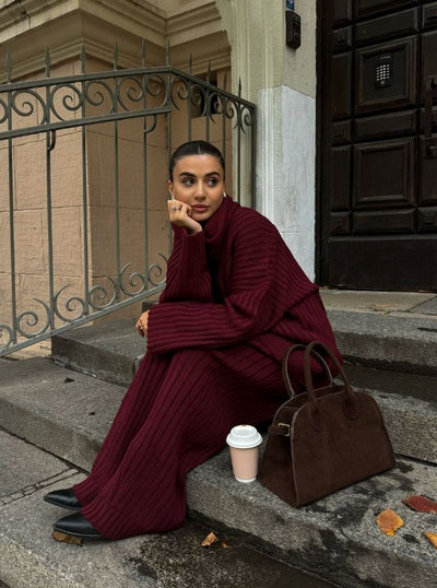 Sopeya | Elegantes winterliches 2-teiliges Strickset mit Schal