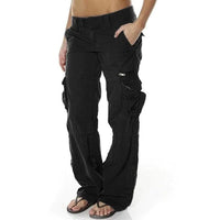 Cargohose mit Taschen für Damen – Schwarz