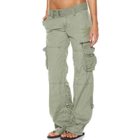 Cargohose mit Taschen für Damen – Grün