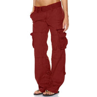 Cargohose mit Taschen für Damen – Bordeaux