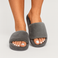 Paula | Weiche, flauschige Slides – Grau