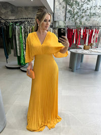 Paya | Elegantes Midikleid mit V‑Ausschnitt – Gelb
