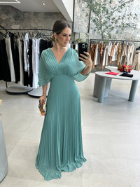 Paya | Elegantes Midikleid mit V‑Ausschnitt – Grün