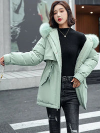 Irenira | Eleganter Winterparka für Frauen - Schlankmachende Taille, verdickt – Erbsengrün