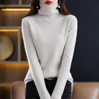 Akainu - Eleganter Rollkragenpullover – Hellgrau