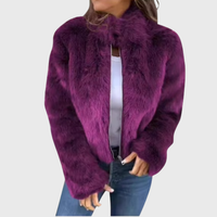 Aileen | Pelz-Winterjacke mit Stehkragen – Lila