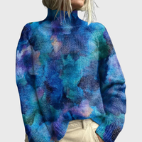 Jacqueline | Damen Pullover Mit Waldprint Und Rollkragen – Blau