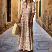 Sommerkleid für Damen - italienisches Tunika-Kleid mit V-Ausschnitt – Rosa