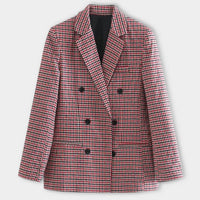 Maßgeschneiderter Blazer mit Karomuster für Frauen – Rosa