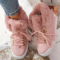 Reigetha | Mit Pelz gefütterte Schneestiefel - Solid Red Fashion Ankle High Footwear – Rosa Farbe