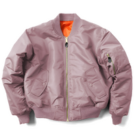Damen Gerippter Kragen Reißverschluss Bomberjacke – Rosa