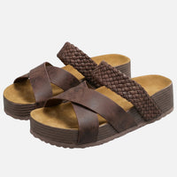 Olivia | Damen Plateau-Sandalen Geflochtene Riemen – Geflochten Plateau Sommer – Kaffeebraun