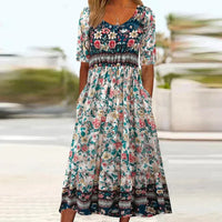 Henrietta | Damen Böhmisch Kleid – Dämmerungsgarten