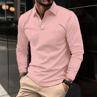 Konstantin | Herren Langarm Polo mit Kragen – Hellrosa