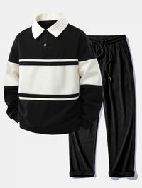 Jefro – Sweatshirt Mit Farbblock Und Cord Hose – Schwarz