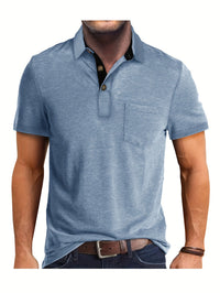 Polo Herren - Regular Fit mit kurzen Ärmeln und Kontrastkragen | Geschäftlich – Blau